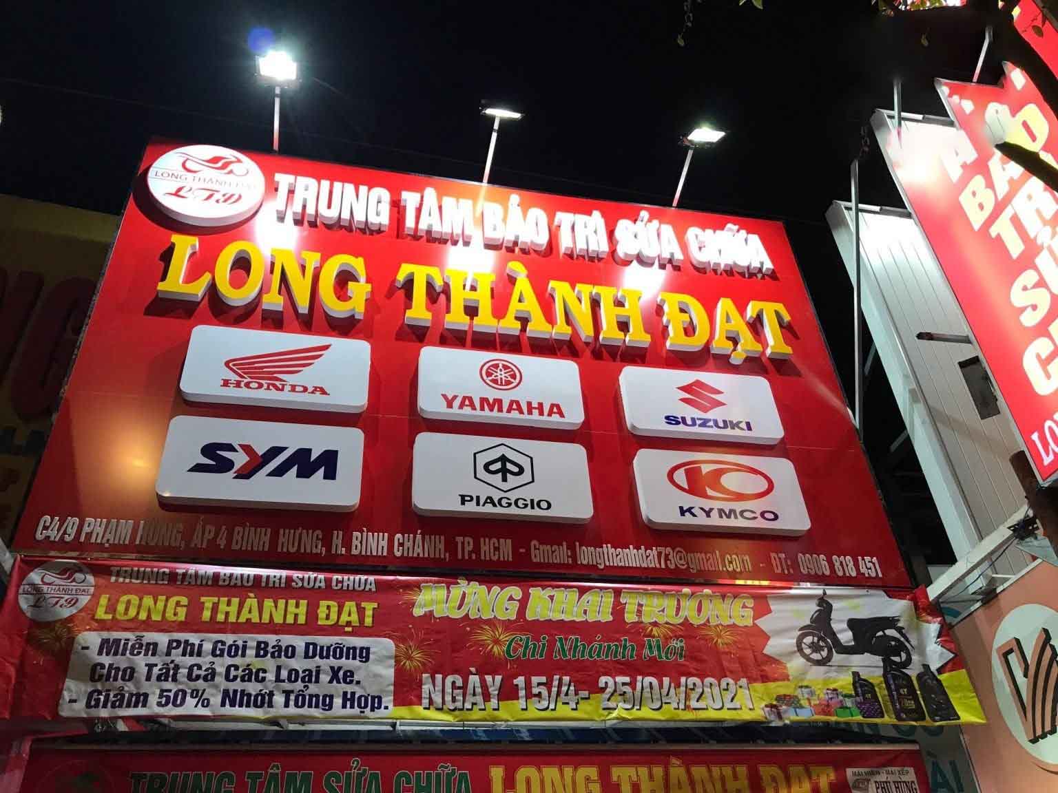 Mẫu bảng hiệu sửa xe máy Long Thành Motor bằng mica nổi