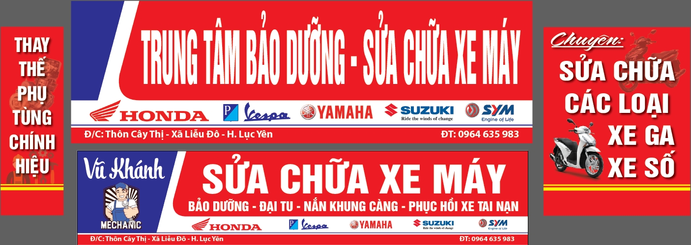 Mẫu in bảng hiệu sửa xe máy