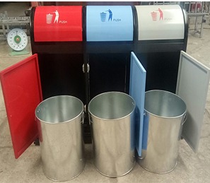 hùng rác công cộng bằng thép phun sơn tĩnh điện A58-O