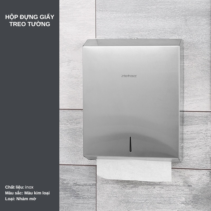 Hộp đựng giấy lau tay treo tường inox Interhasa HSD-228