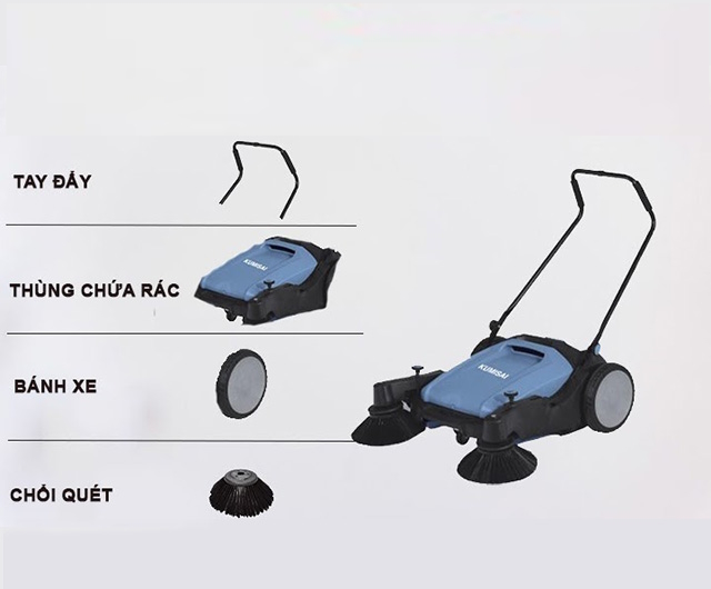 Chi tiết và cấu tạo xe của xe quét rác đẩy tay