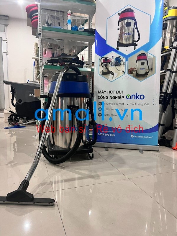 Máy hút bụi công nghiệp khô ướt ANKO 60 Lít thùng inox, Model: AS60-2P