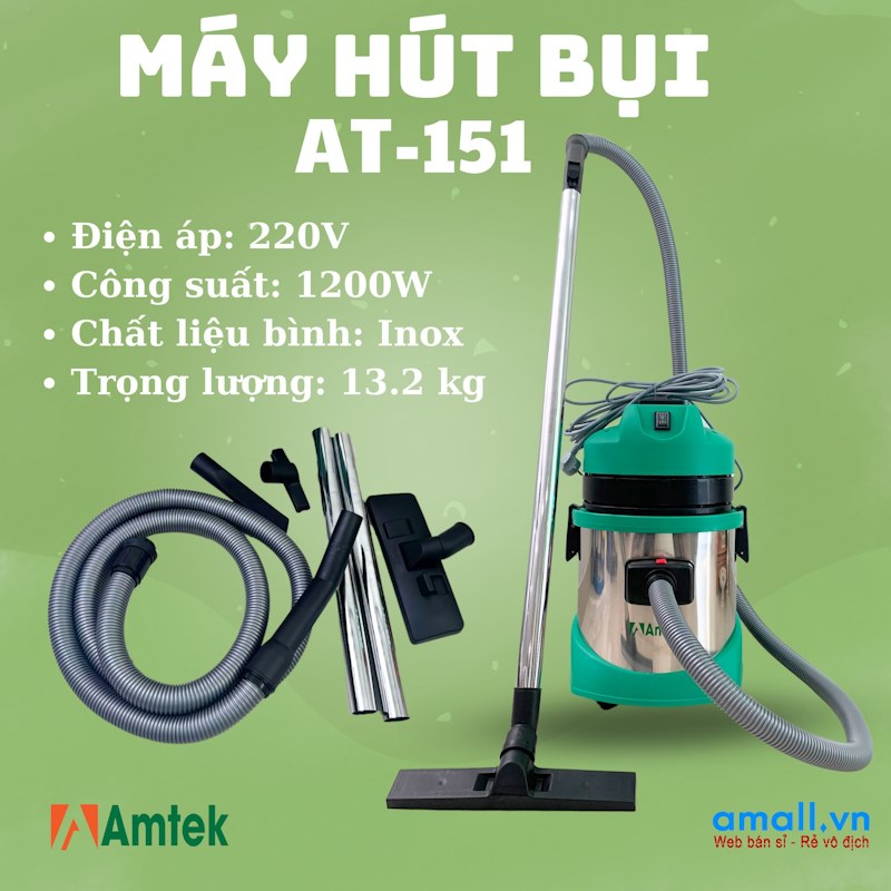 Máy hút bụi công nghiệp khô và ướt Amtek AT-151 dung tích 15L