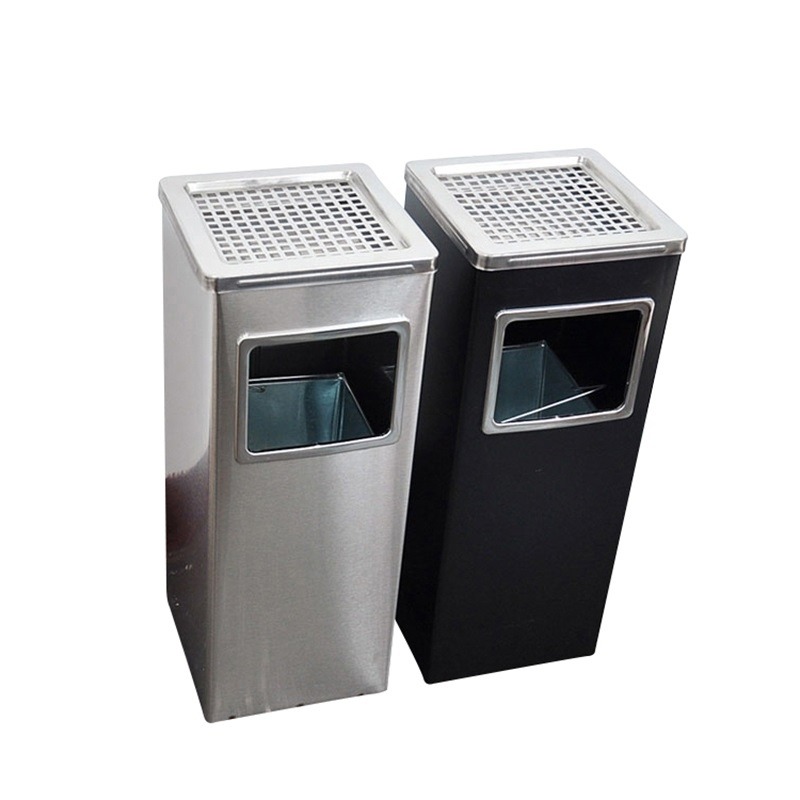 Thùng rác inox gạt tàn vuông 240 x 620mm