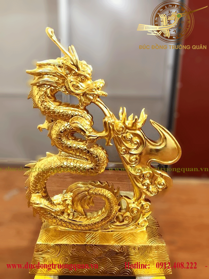 Tượng con rồng bằng đồng dát vàng 9999