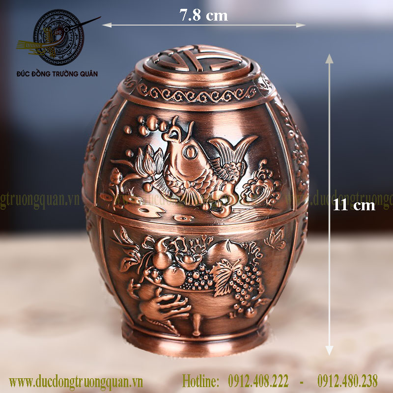 Lọ tăm đồng cá đỏ may mắn