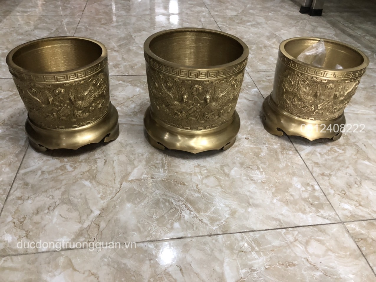 BỘ BA BÁT HƯƠNG BẰNG ĐỒNG VÀNG ĐƯỜNG KÍNH 16CM-18CM-16 CM