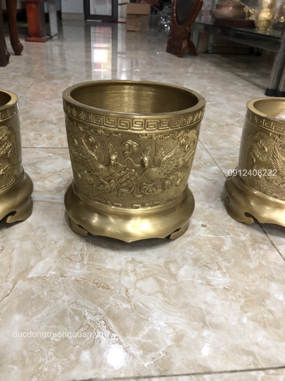 BỘ BA BÁT HƯƠNG BẰNG ĐỒNG VÀNG ĐƯỜNG KÍNH 16CM-18CM-16 CM