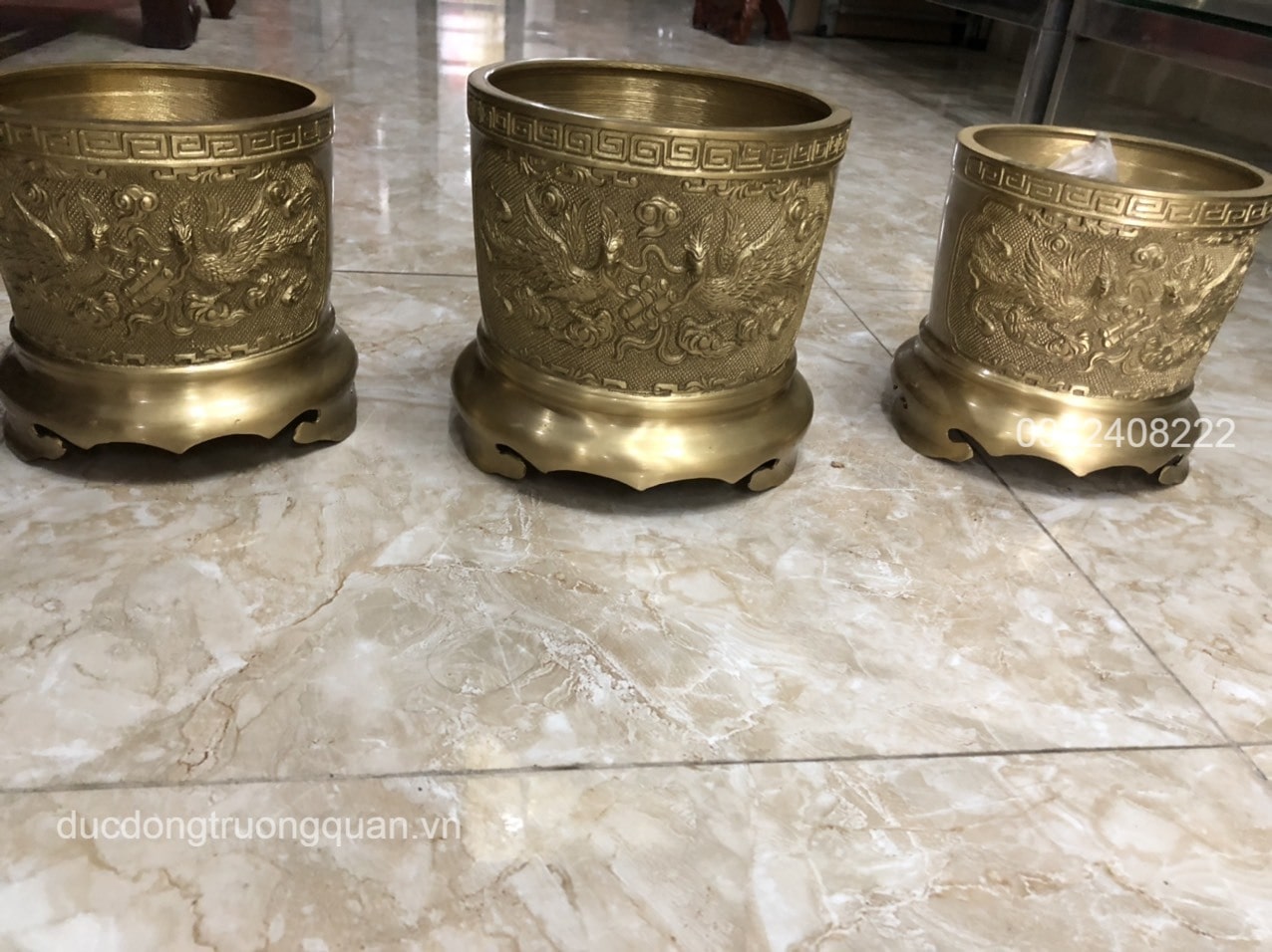 BỘ BA BÁT HƯƠNG BẰNG ĐỒNG VÀNG ĐƯỜNG KÍNH 16CM-18CM-16 CM