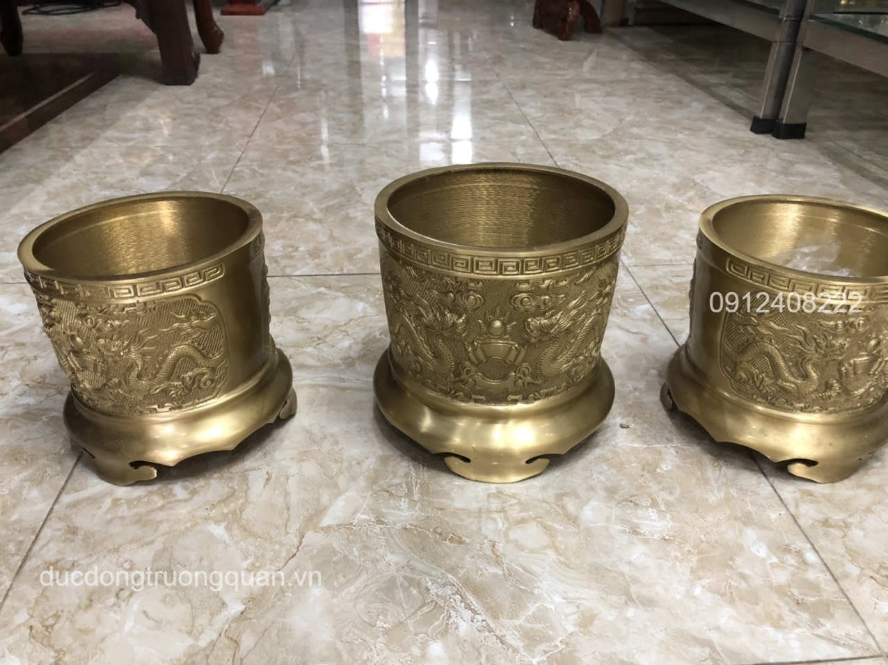 BỘ BA BÁT HƯƠNG BẰNG ĐỒNG VÀNG ĐƯỜNG KÍNH 16CM-18CM-16 CM