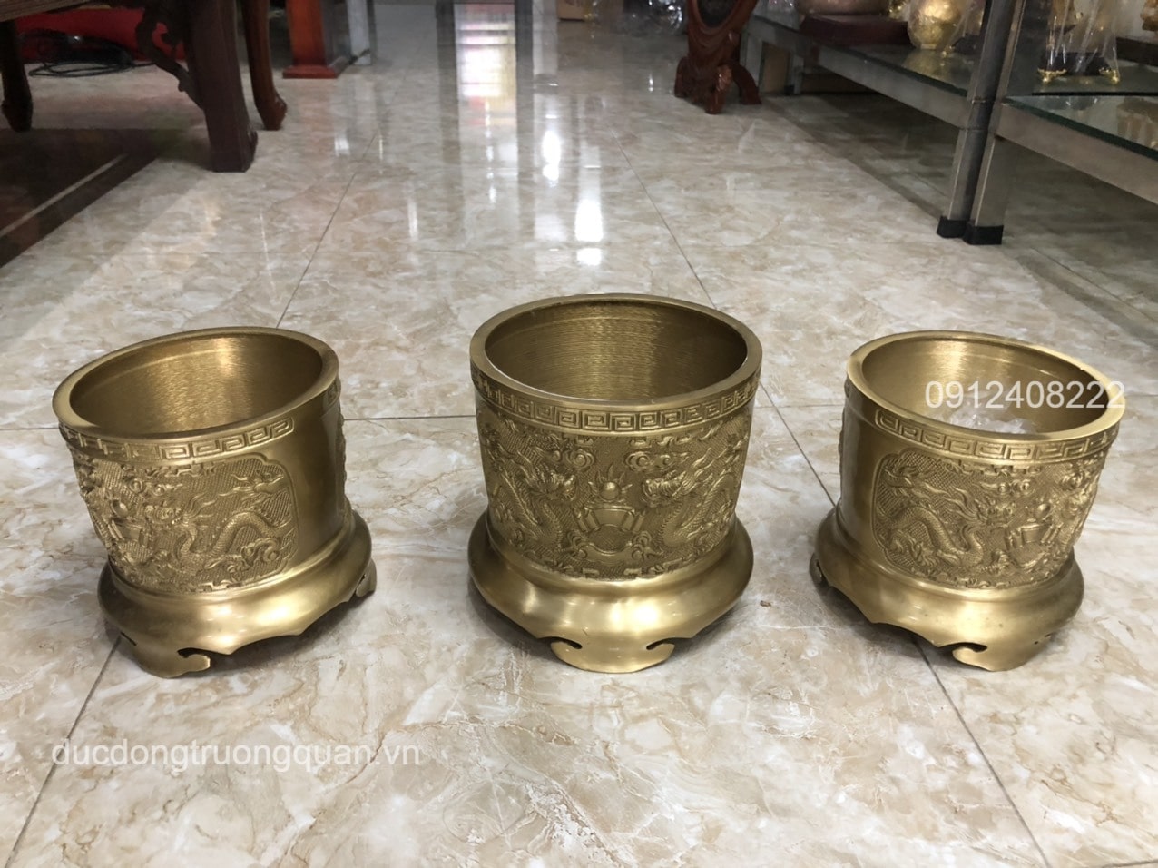 BỘ BA BÁT HƯƠNG BẰNG ĐỒNG VÀNG ĐƯỜNG KÍNH 16CM-18CM-16 CM