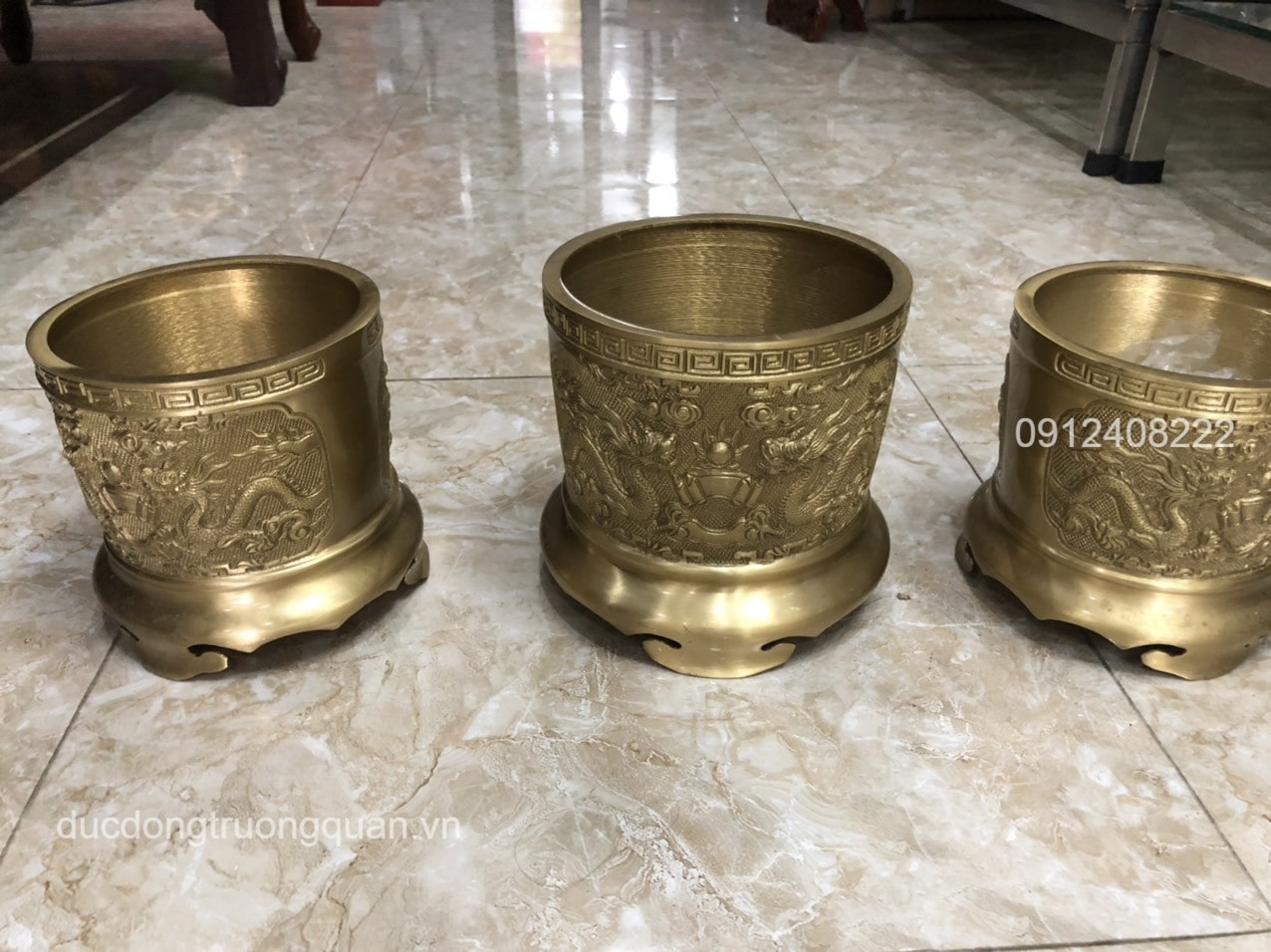 BỘ BA BÁT HƯƠNG BẰNG ĐỒNG VÀNG ĐƯỜNG KÍNH 16CM-18CM-16 CM