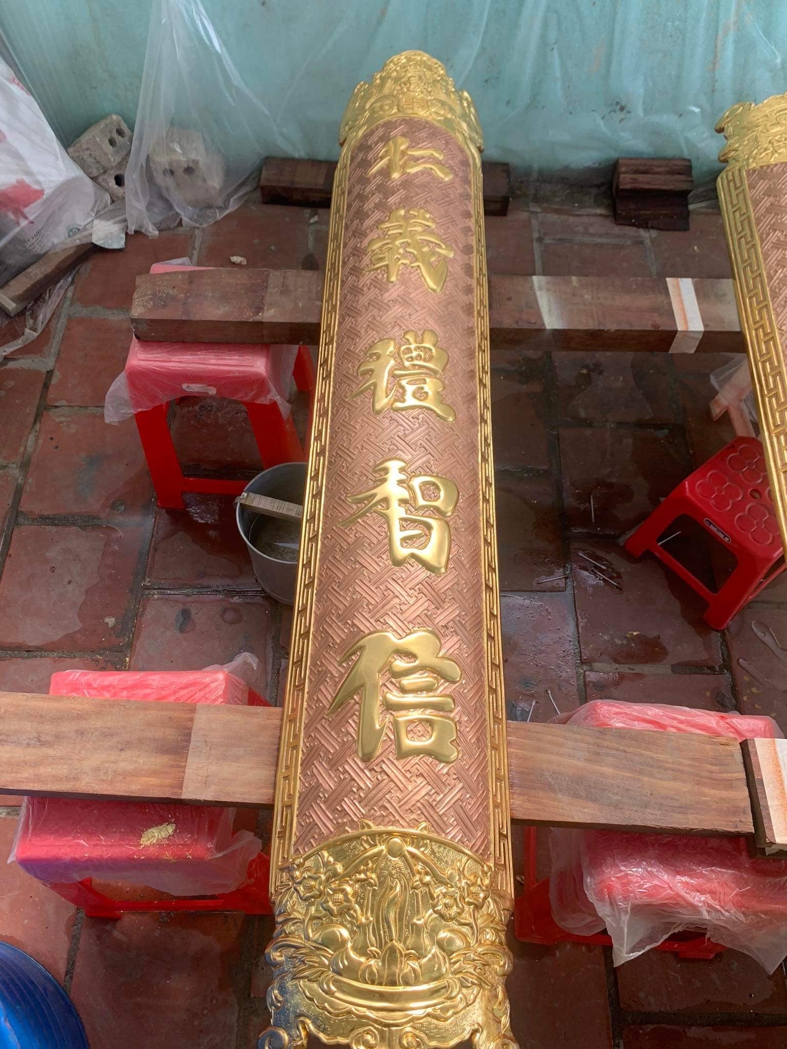 Bộ Đại Tự Câu Đối Bằng Đồng