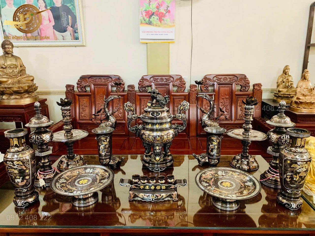 Mâm Bồng Khảm Ngũ Sắc 35cm