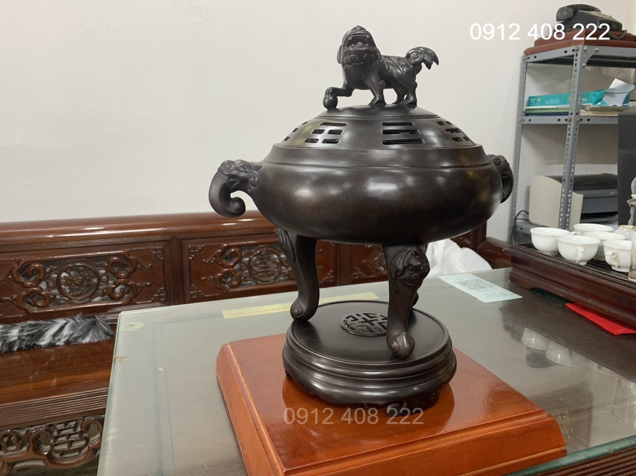 Đỉnh Xông Trầm Mẫu Cổ cao 32cm