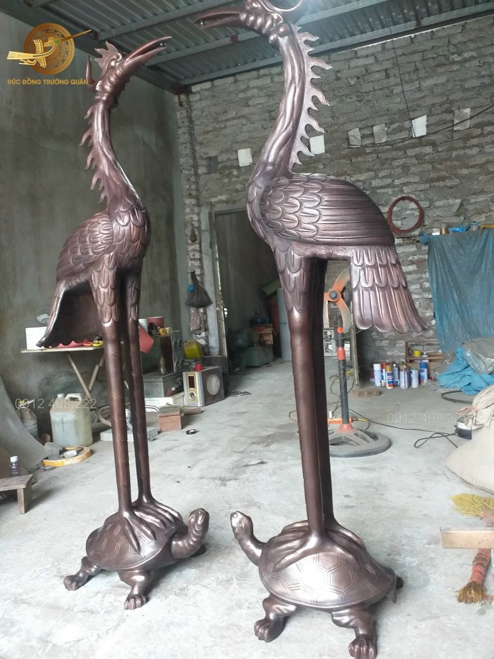 Đôi Hạc Thờ Bằng Đồng Cao 1m97