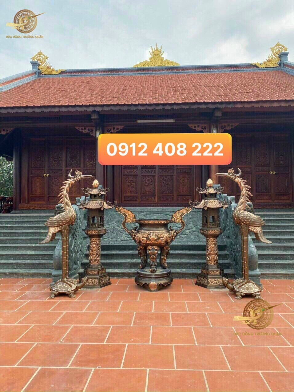 Đôi Hạc Thờ Bằng Đồng Cao 1m97