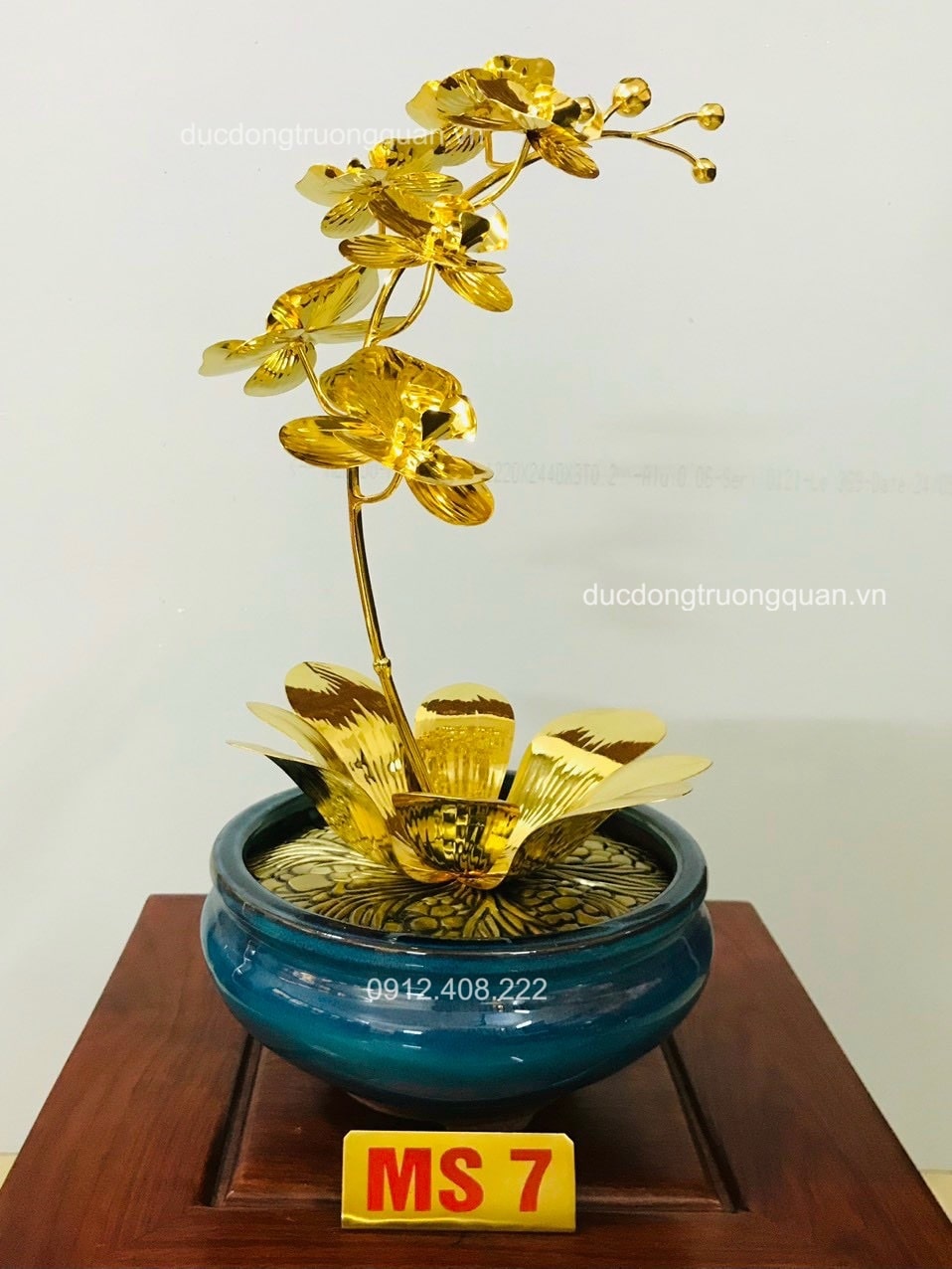 Chậu Lan Hồ Điệp Bằng Đồng Dát Vàng 24k