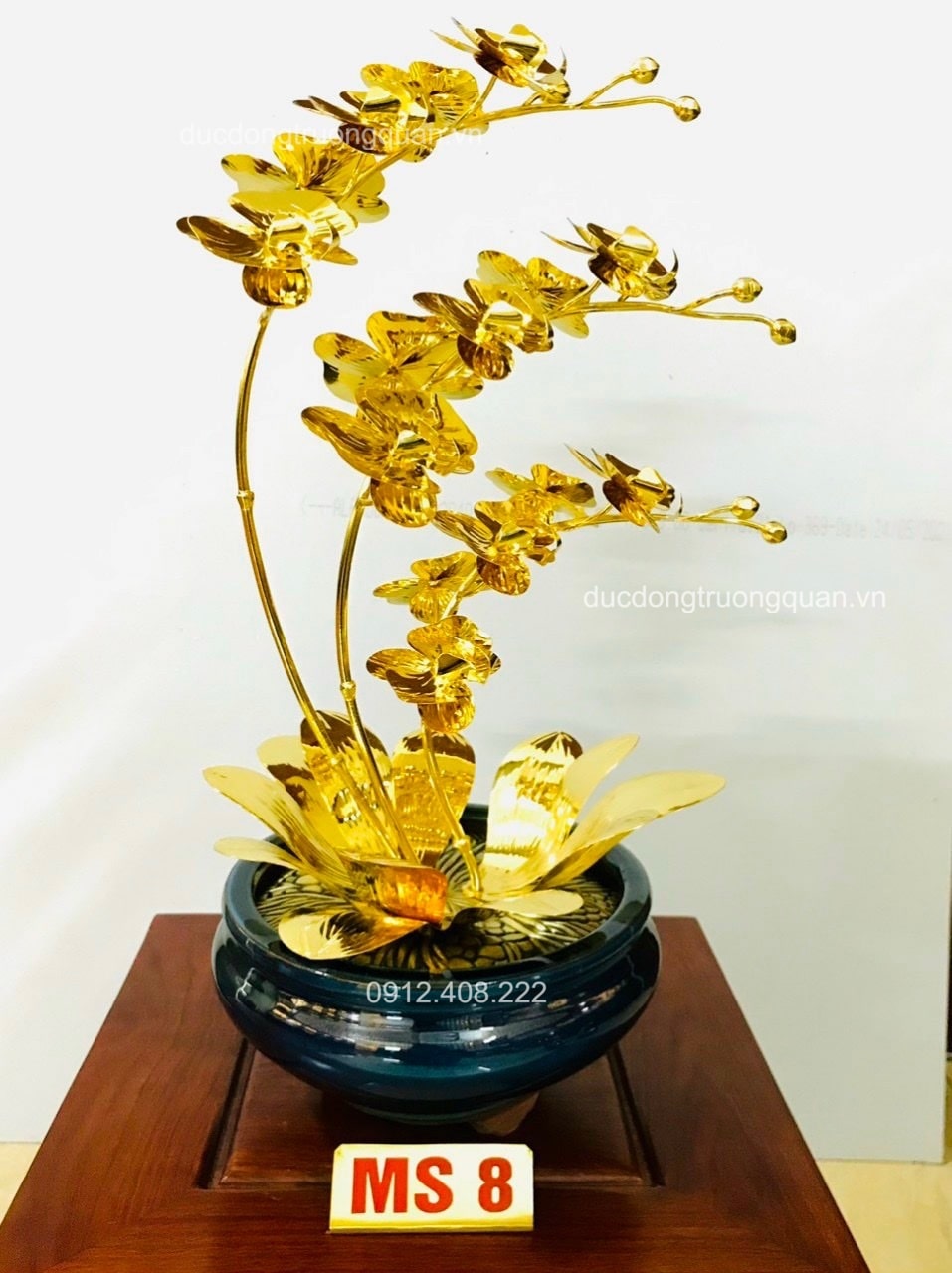 Chậu Lan Hồ Điệp Bằng Đồng Dát Vàng 24k