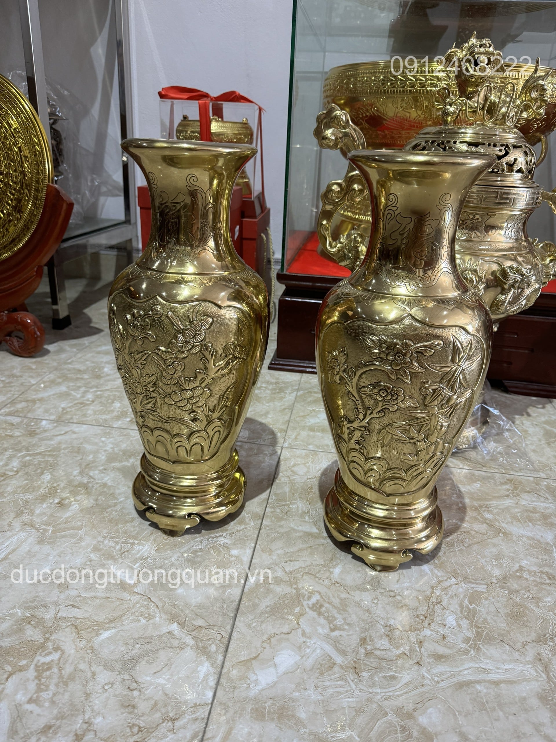 LỤC BÌNH TỨ QUÝ BẰNG ĐỒNG VÀNG CATUT