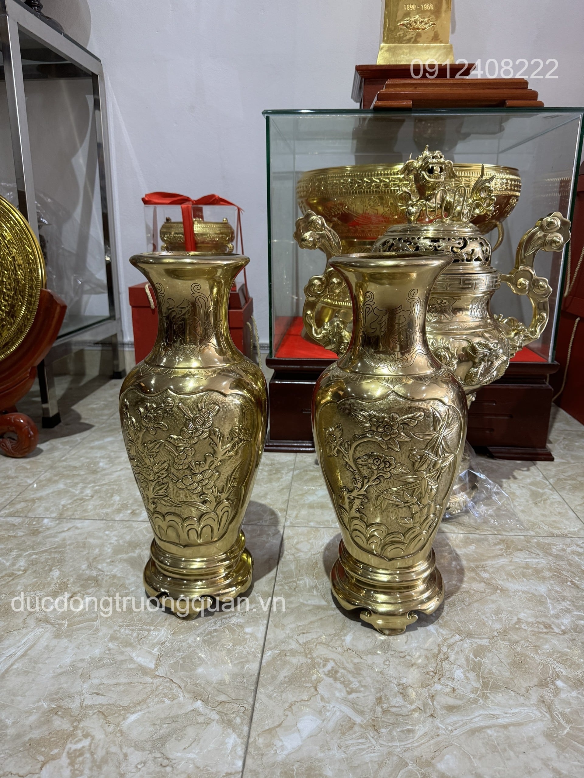 LỤC BÌNH TỨ QUÝ BẰNG ĐỒNG VÀNG CATUT