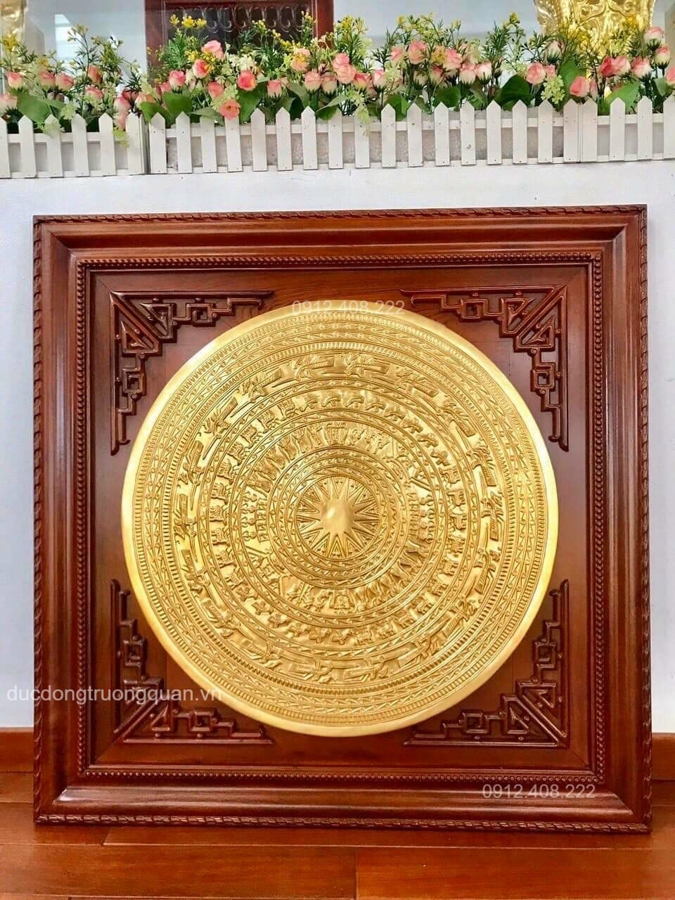 MẶT TRỐNG ĐỒNG DÁT VÀNG 24K