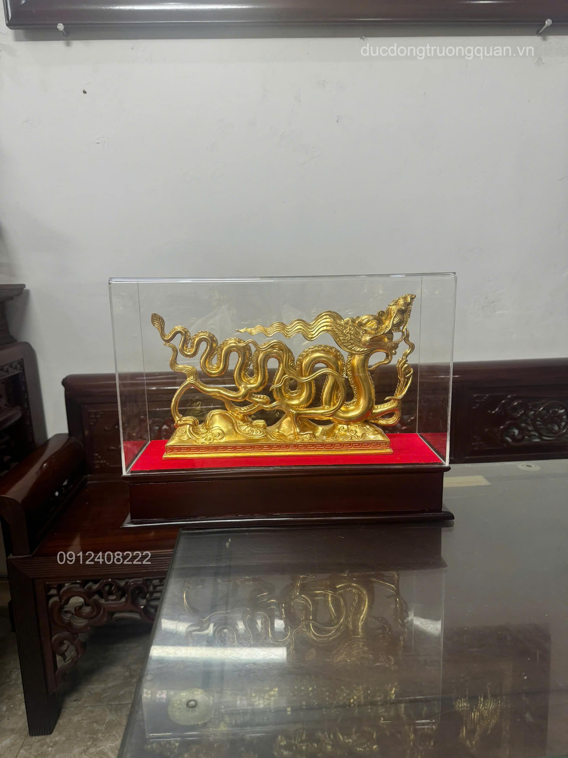 TƯỢNG RỒNG THỜI LÝ BẰNG ĐỒNG DÁT VÀNG 24K