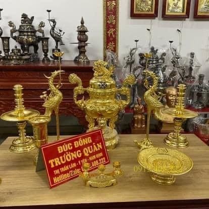 BỘ ĐỈNH ĐỒNG DÁT VÀNG 18K - HOA SÒI CAO 50CM