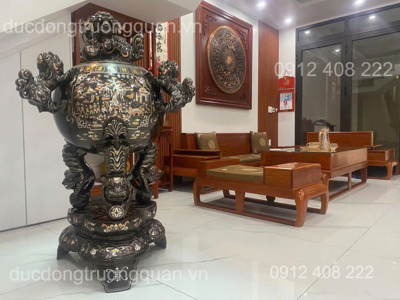 ĐỈNH THẤT LÂN VỜN CẦU 1M35 KHẢM VÀNG BẠC