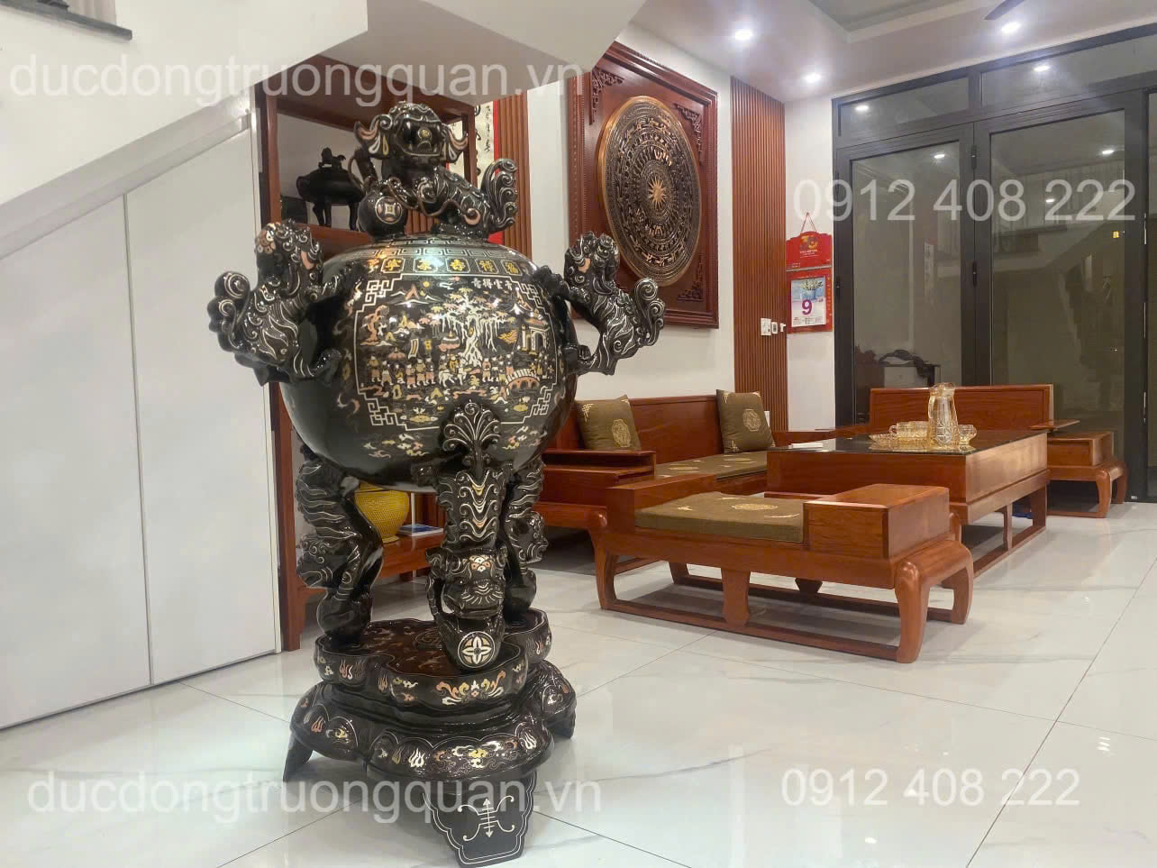 ĐỈNH THẤT LÂN VỜN CẦU 1M35 KHẢM VÀNG BẠC