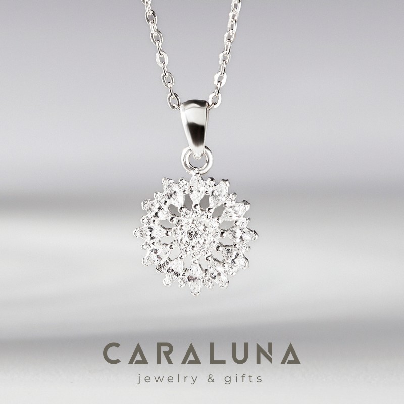 Dây Chuyền Bạc 925 Hàn Quốc Hoa Tuyết Đính Đá Snowflake