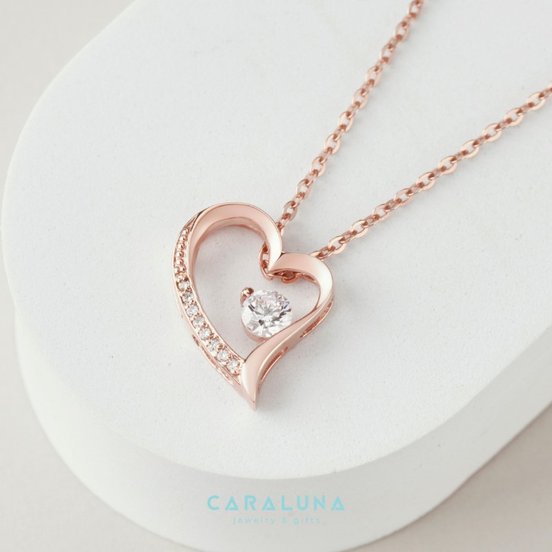 Dây Chuyền Bạc Nữ Trái Tim Đính Đá Tình Yêu Love Heart