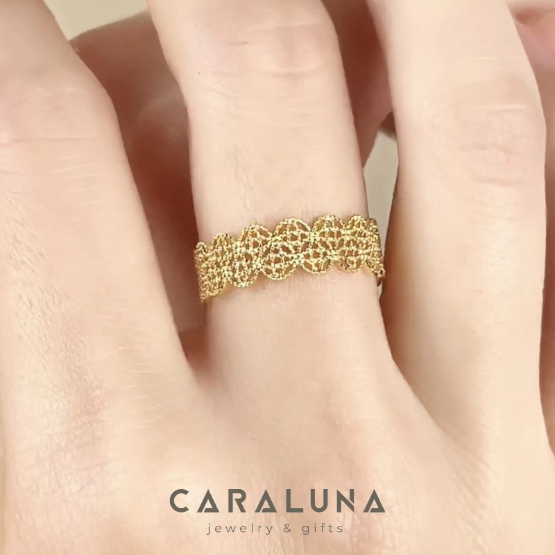 Nhẫn Kim Tiền Cara Luna Bạc 925 Mạ Vàng 18K