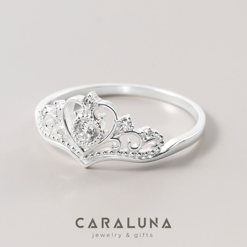 Nhẫn Bạc 925 Vương Miện Công Chúa Đính Đá Crown Princess