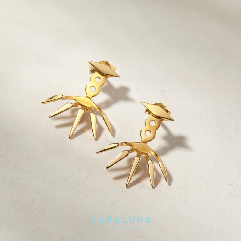 Khuyên Bạc 925 Kẹp Vành Tai Cá Tính Cool Spikes Jacket Earrings
