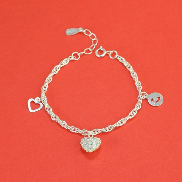 Lắc chân bạc cho bé gái hình trái tim LTT0127