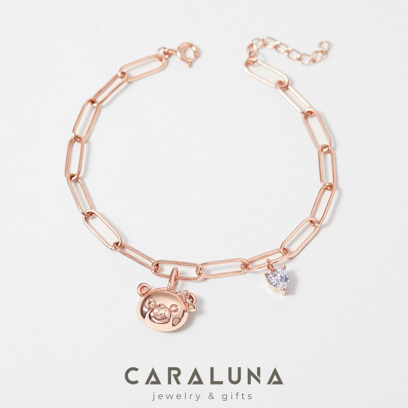 Vòng Tay Bạc 925 Hình Gấu Dễ Thương Đính Đá Pretty Bear