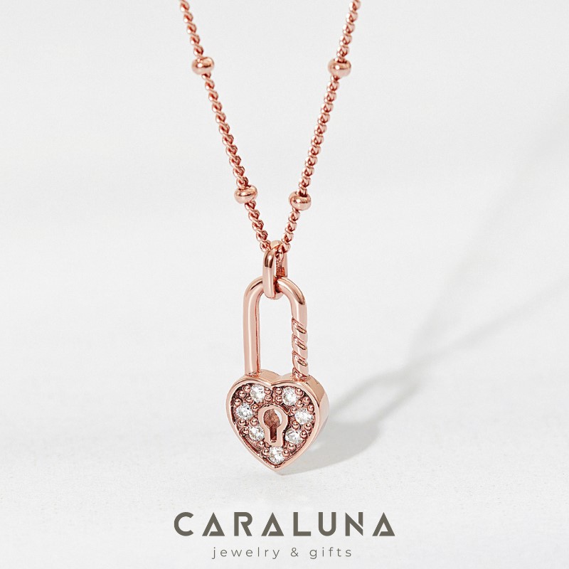 Dây Chuyền Bạc 925 Ổ Khóa Trái Tim Đính Đá Heart Lock