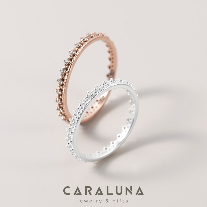 Nhẫn Bạc 925 Vương Miện Công Chúa Đính Đá Full Nhẫn Crown Princess