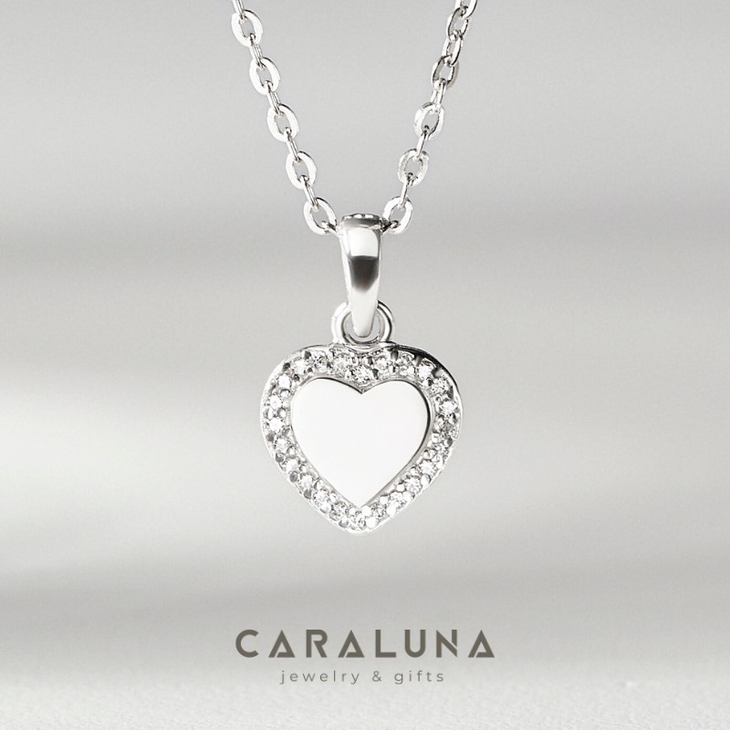 Dây Chuyền Bạc 925 Đính Đá Hình Trái Tim Lãng Mạn Romance