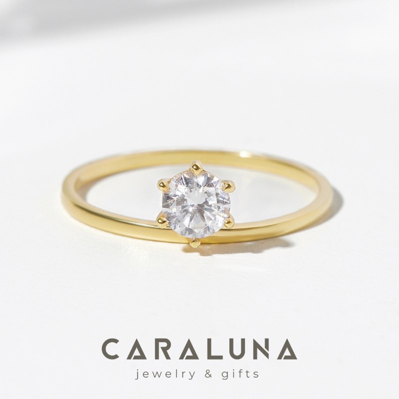 Nhẫn Bạc 925 Thanh Mảnh Đính Đá Chủ Dainty Bling