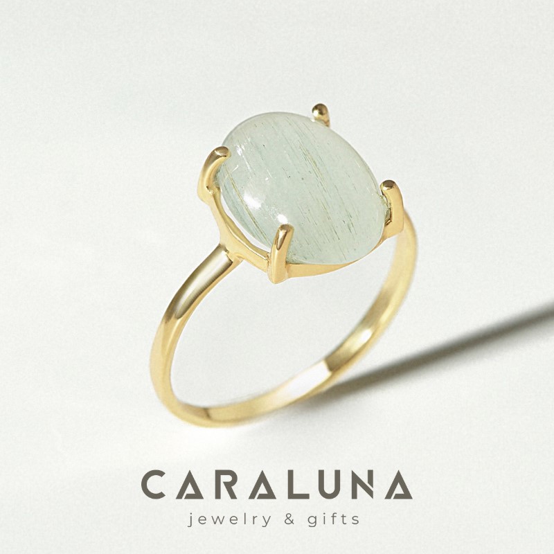 Nhẫn Bạc 925 Đính Đá Ngọc Hải Lam Aquamarine Tự Nhiên