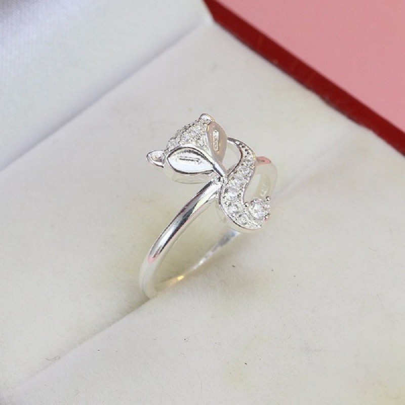 Nhẫn hồ ly bạc nữ đính đá đẹp NN0415