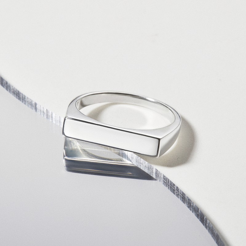 Nhẫn Bạc 925 Mặt Chữ Nhật Trơn Signet Ring