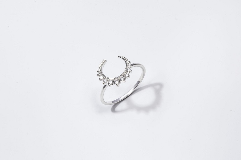 Nhẫn Bạc 925 Mặt Trăng Khuyết Đính Đá - Bling Moon