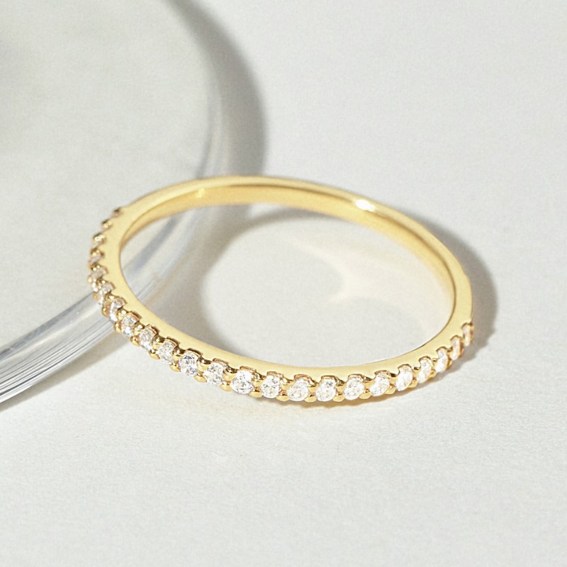 Nhẫn Bạc 925 Thanh Mảnh Đính Đá Dainty Pave