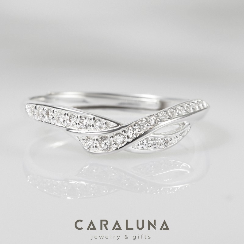 Nhẫn Freesize Bạc 925 Lượn Sóng Cho Nữ Đeo Cặp Đôi Wave Love