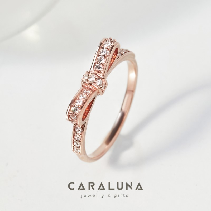 Nhẫn Hình Nơ Thắt Nhỏ Dễ Thương Đính Đá Tiny Bow Winter Snow