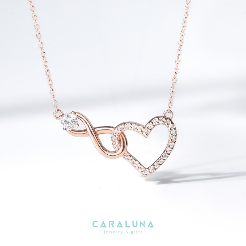 Dây Chuyền Bạc 925 Trái Tim Vô Cực Đính Đá Tình Yêu Vĩnh Cửu