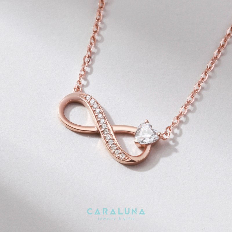Dây Chuyền Bạc 925 Vô Cực Đính Đá Mãi Yêu Forever Love